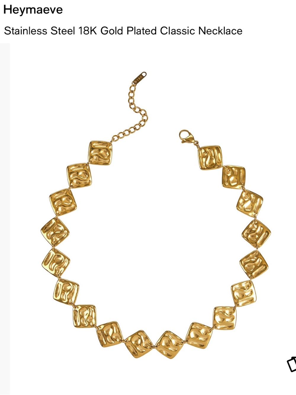 Maeve Gold Textured Square-Link Necklace and bracelet set